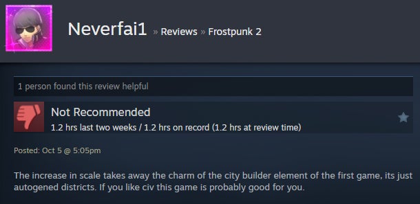 Imagem do artigo intitulado Frozen City Builder Frostpunk 2, conforme contado pelas avaliações do Steam